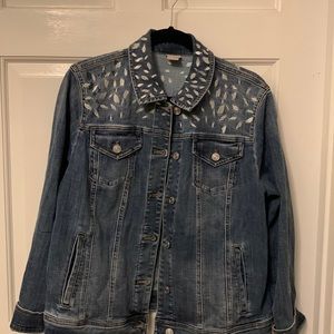 Chico’s embroidered jean jacket